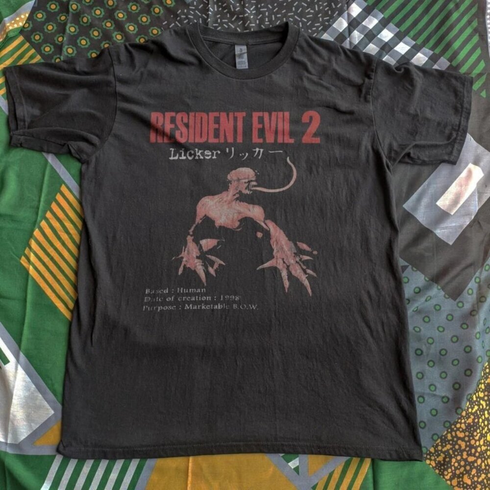 Resident Evil 2 Black Retro Graphic Video Game Horror Fan Unisex Streetwear